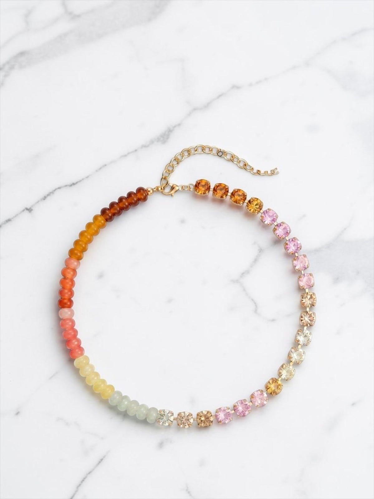 Glitter half crystals necklace