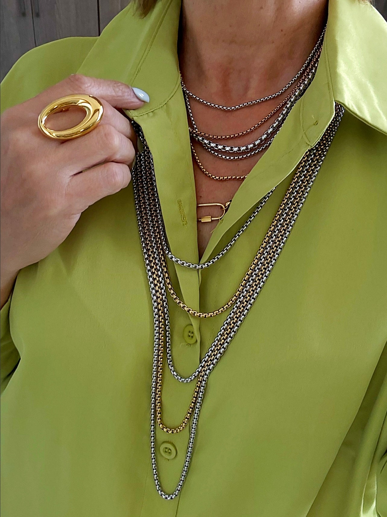 Liza 2 tones long layers necklace