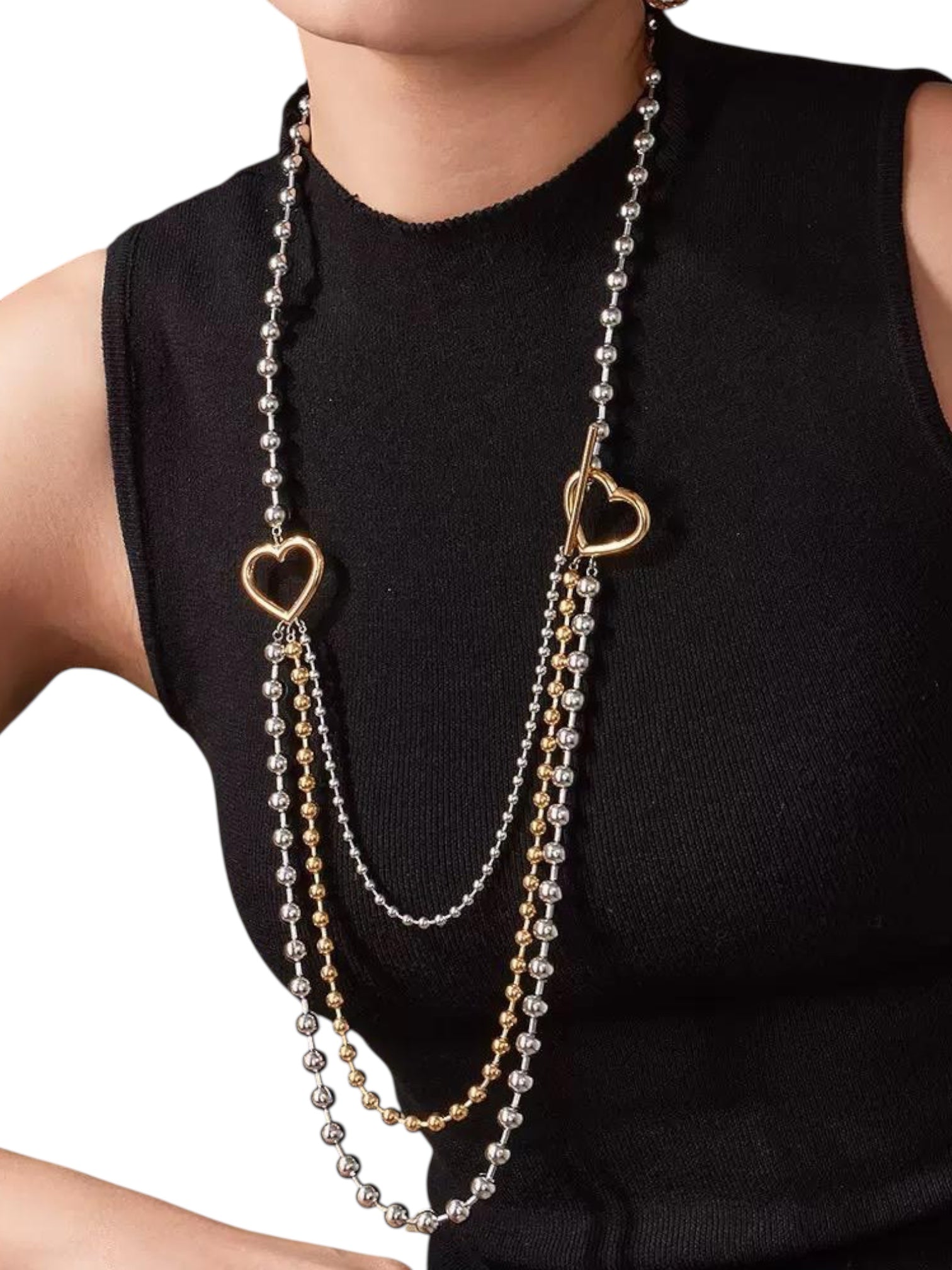 Heart layers chain necklace