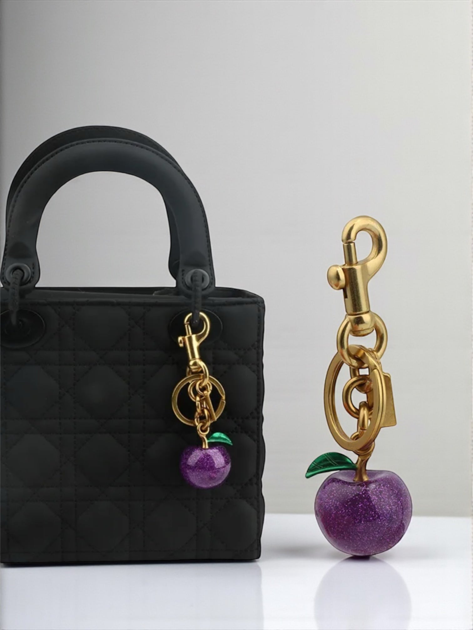 Purpple cherrie charm handbag