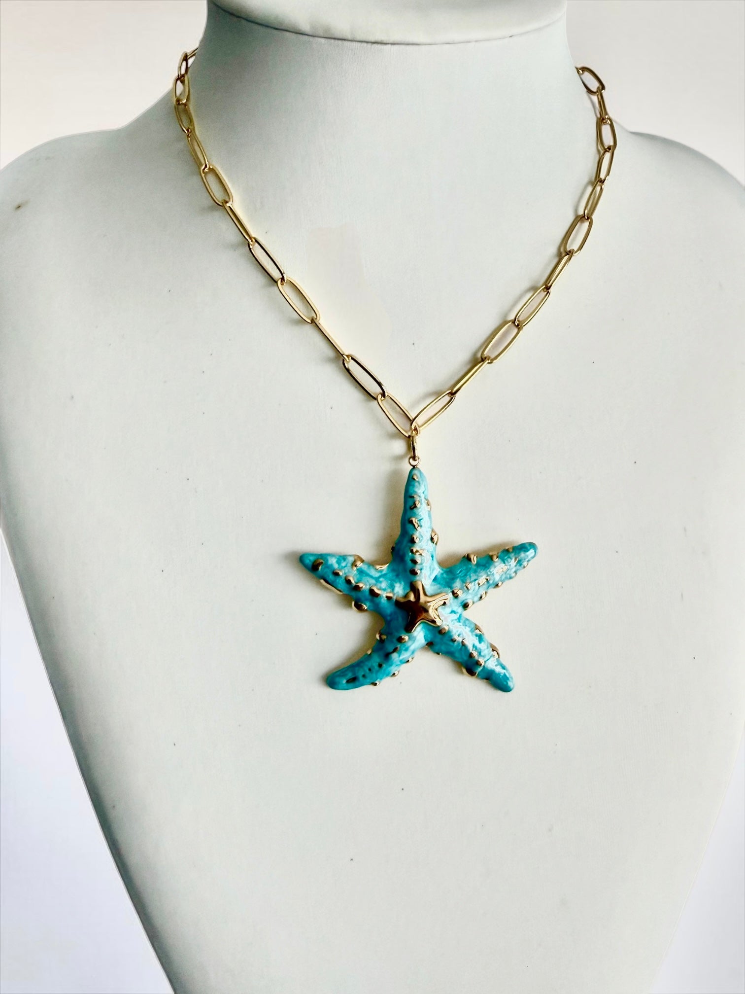 Blue starfish necklace
