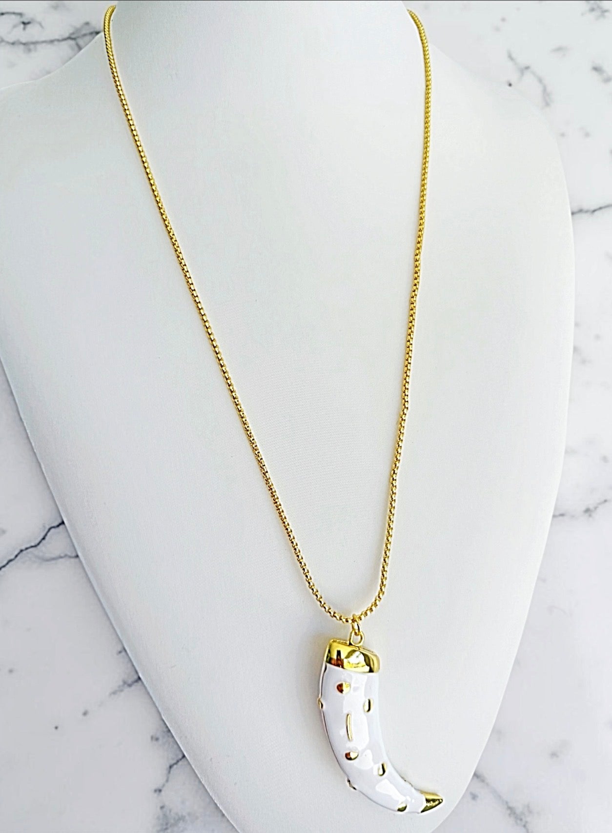 Horn long chain necklace