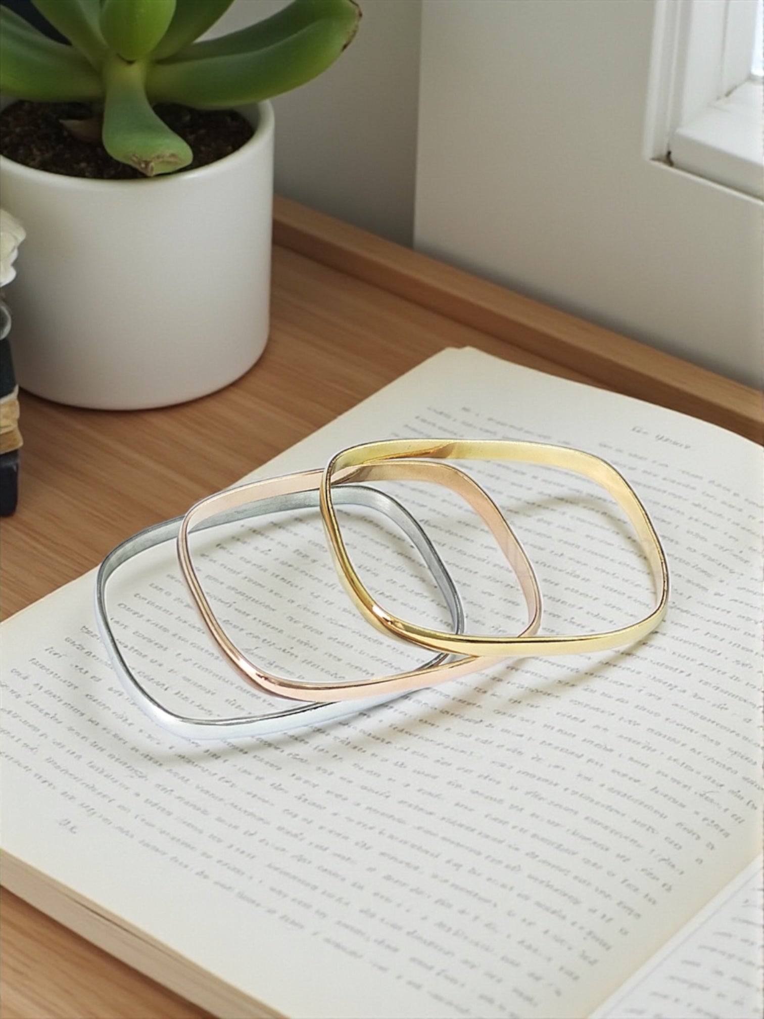 Square trio bangle set