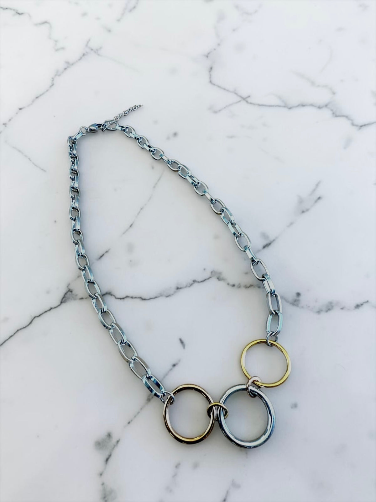 Circle 3 tones chain necklace