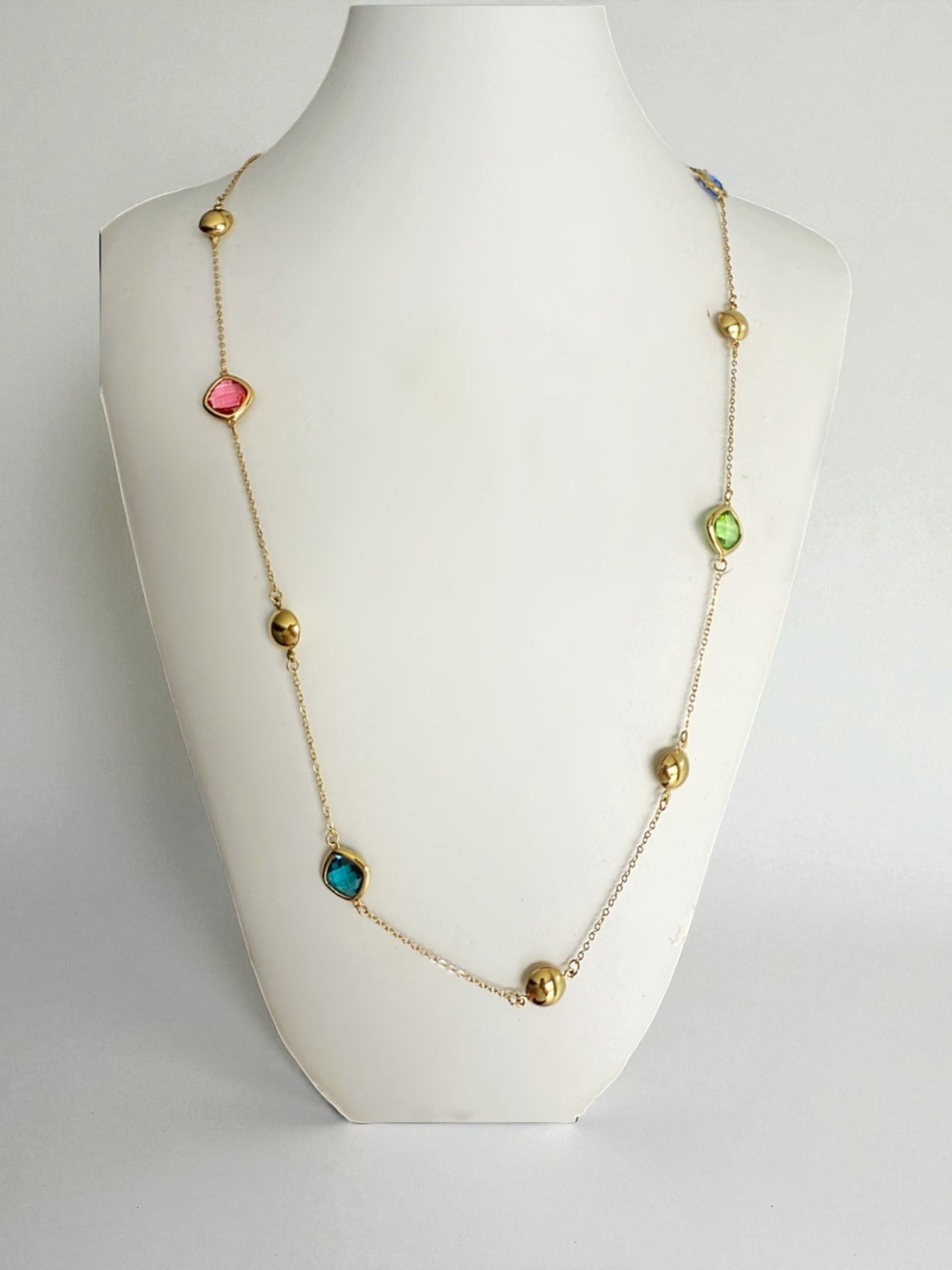 Glimmer puff long necklace
