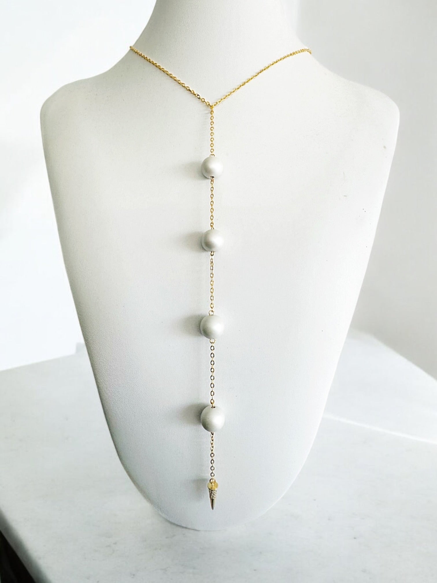 Clara pearl lariat necklace