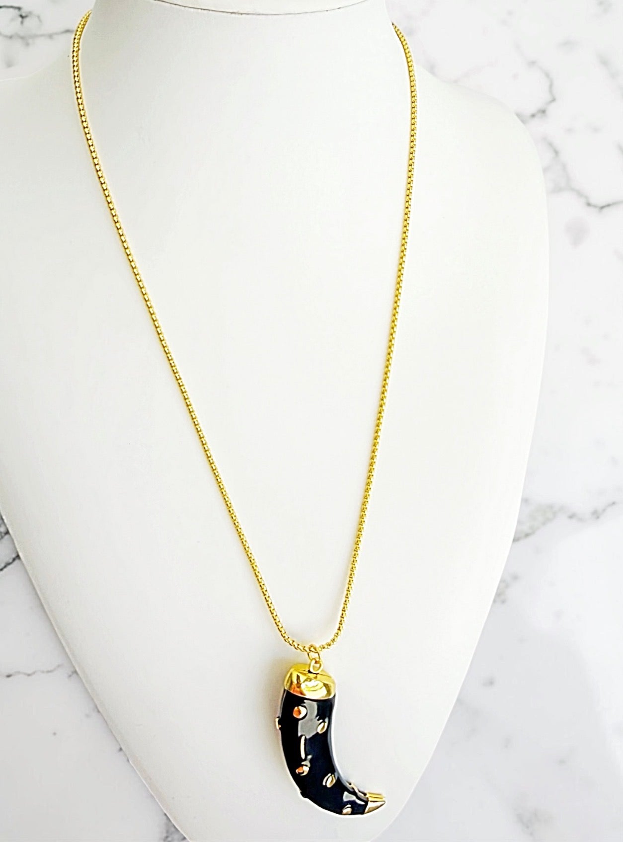 Horn long chain necklace