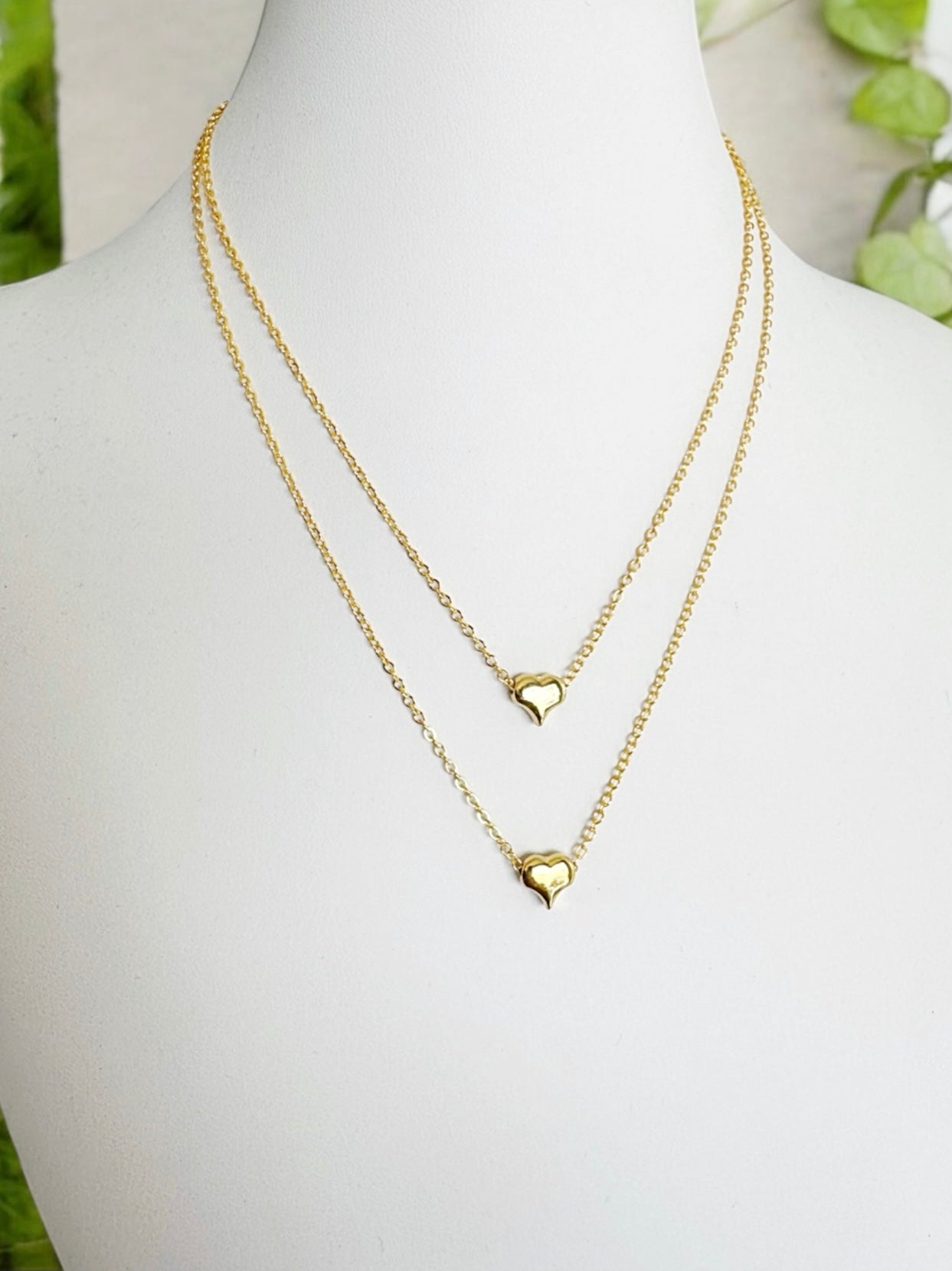 Heart layers chain necklace