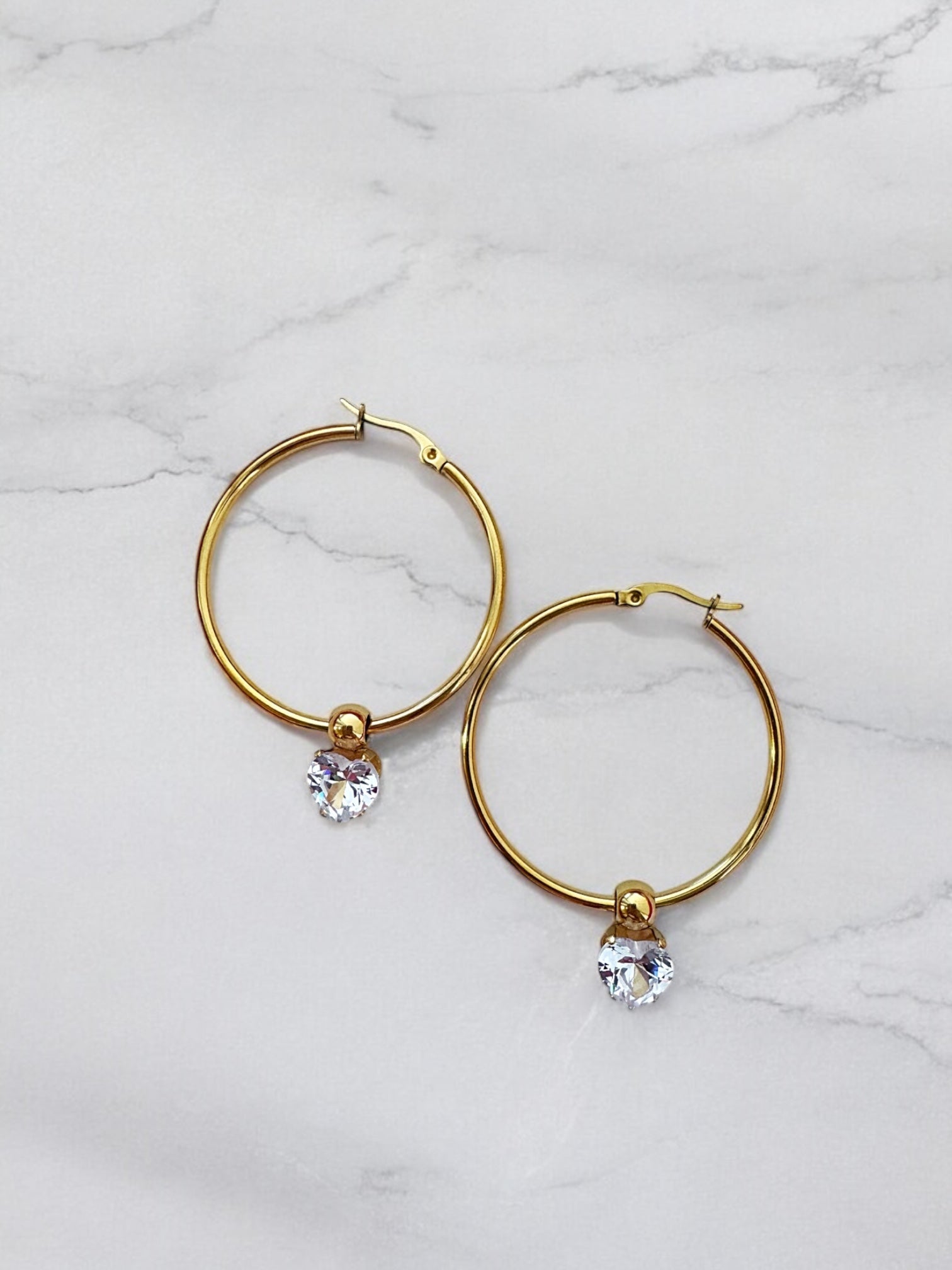 Heart crystal hoop earring