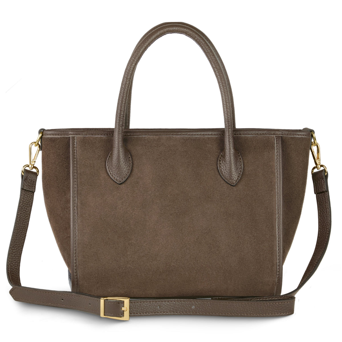 Italian Genuine Suede & Full-Grain Leather Top-Handle Bag | Alba