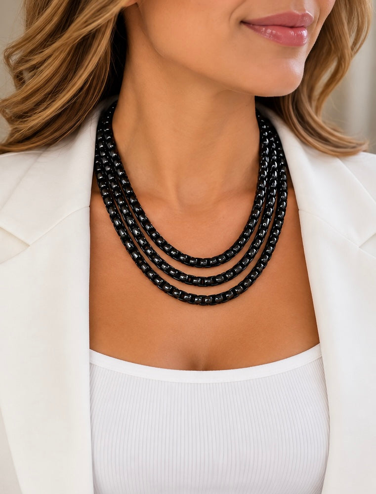 Aliza Black chain necklace