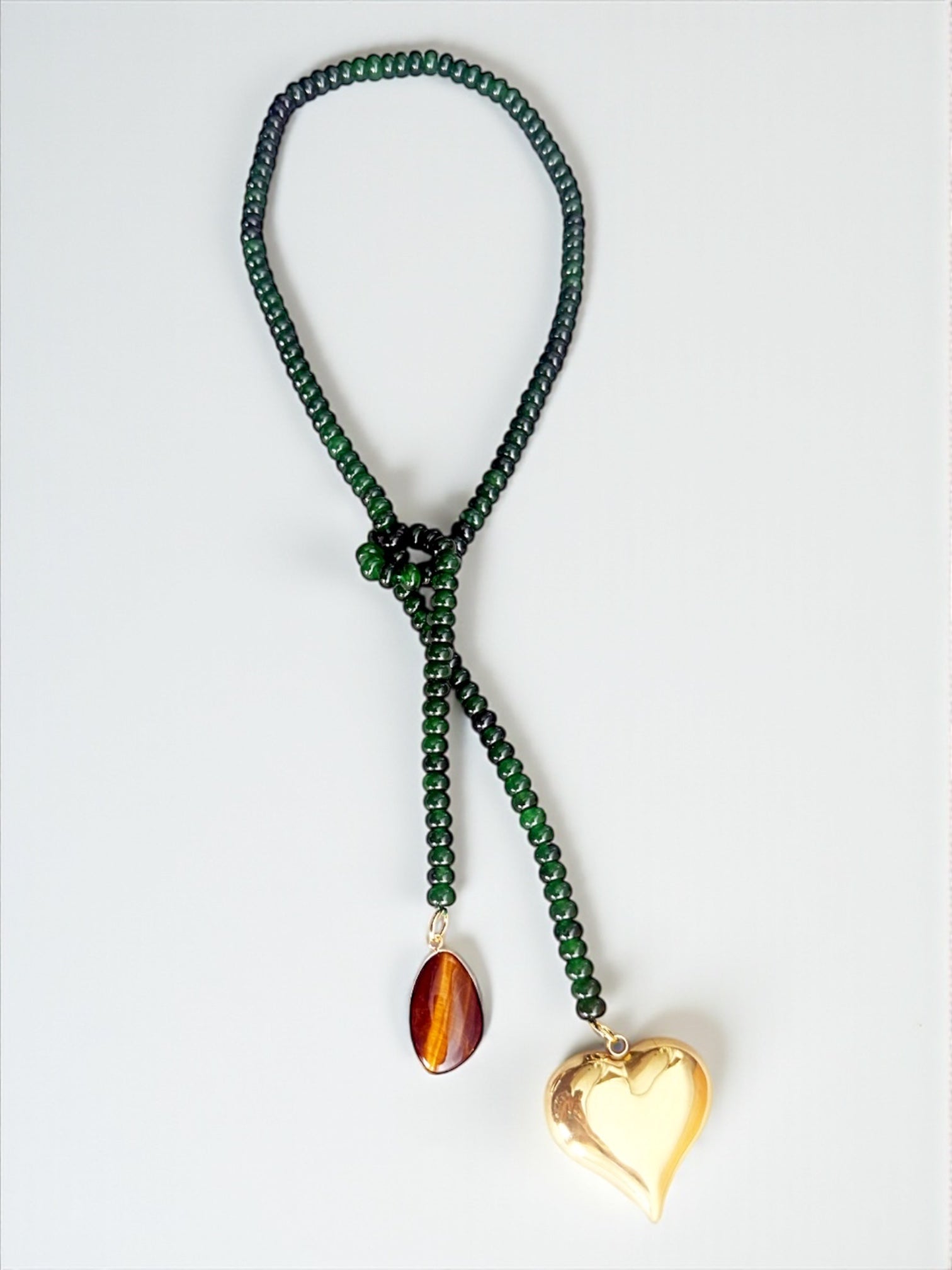 Green jade lariat necklace