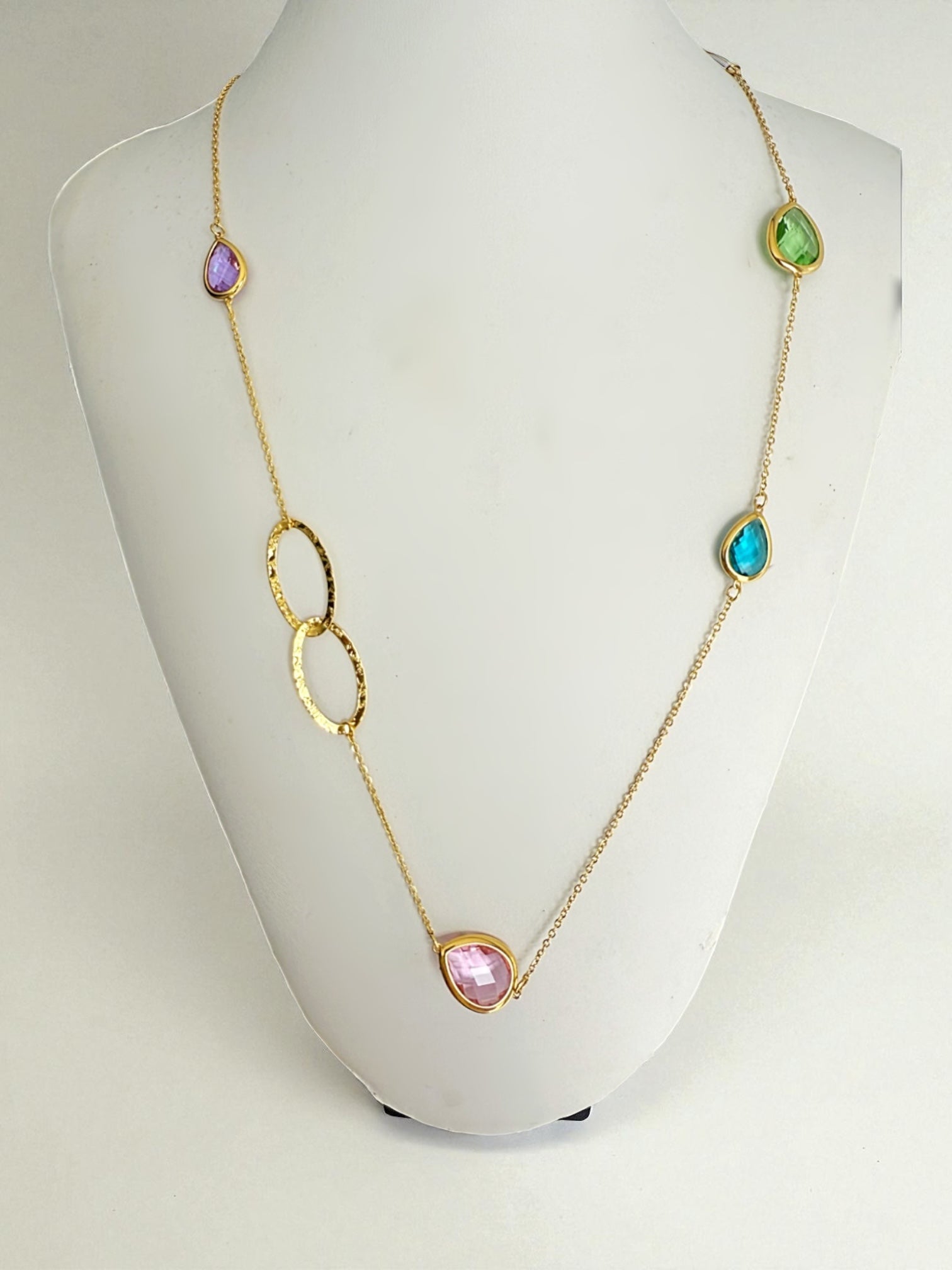 Glimmer rings long necklace