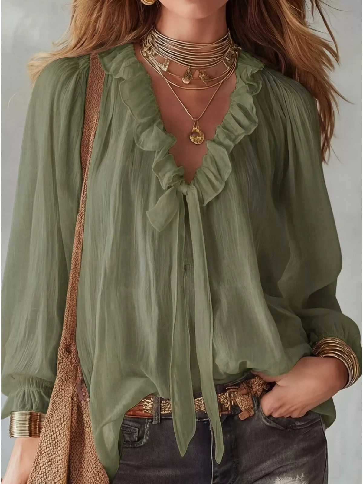 Ruffle Long Sleeve Blouse