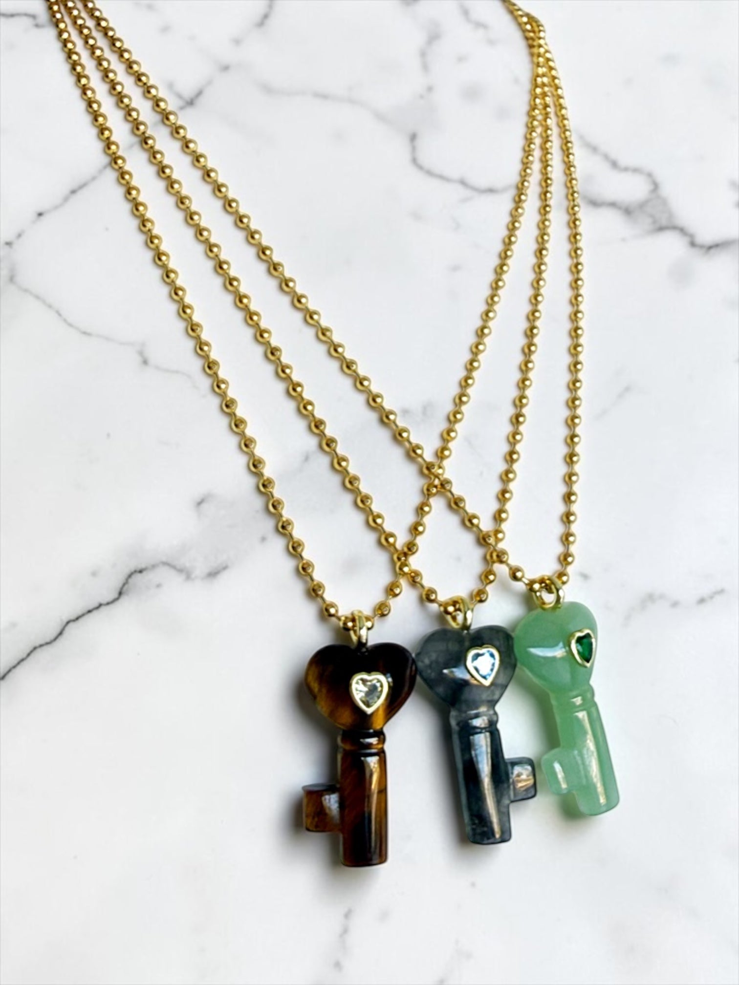 Key stone chain necklace