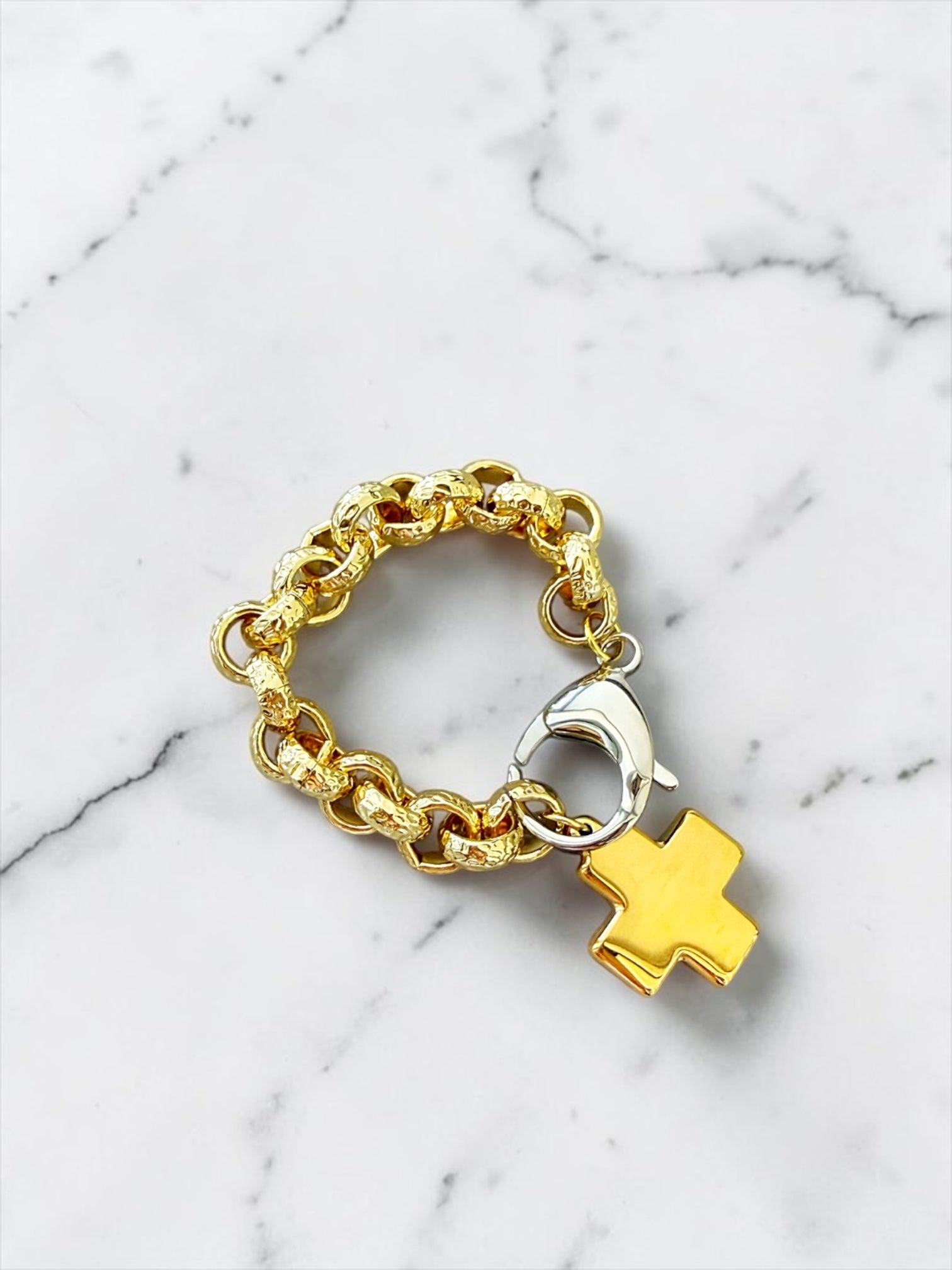 Cross two tones bracelet