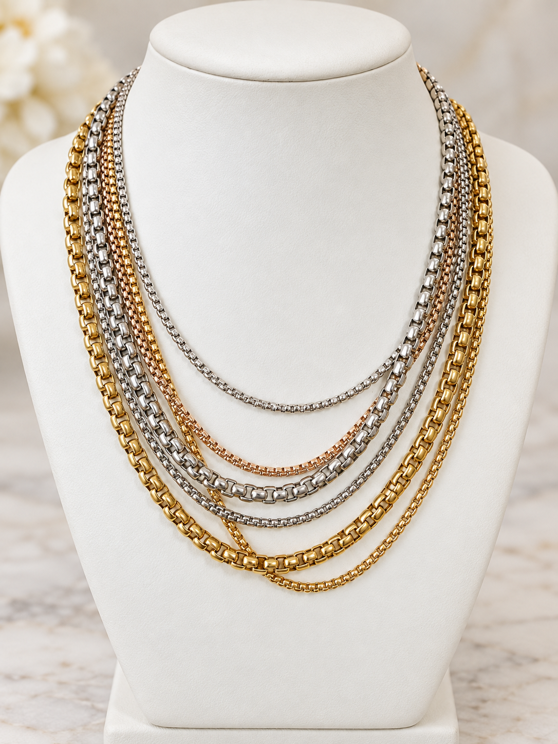 Liz 3 tones chain necklace