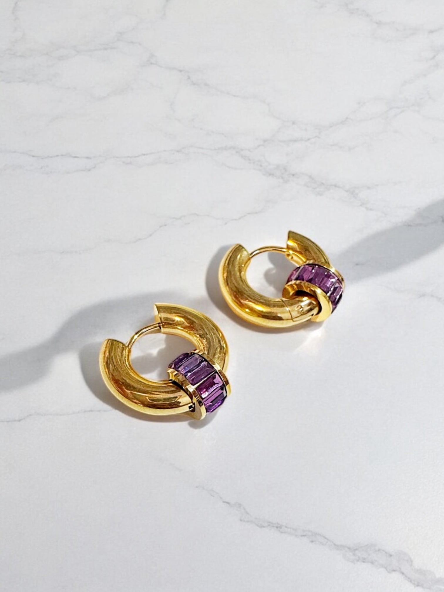 Amethyst hoop earring