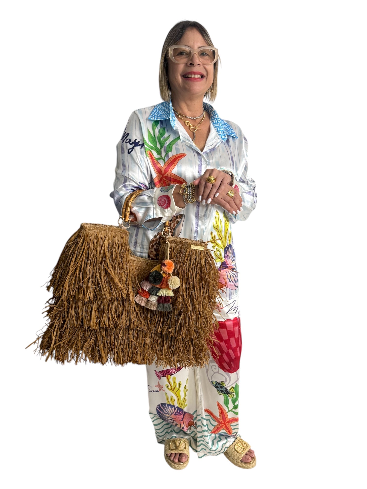 Dory raffia handbag
