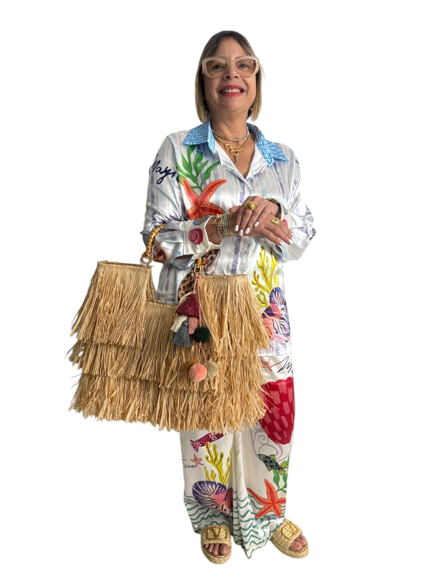 Dory raffia handbag