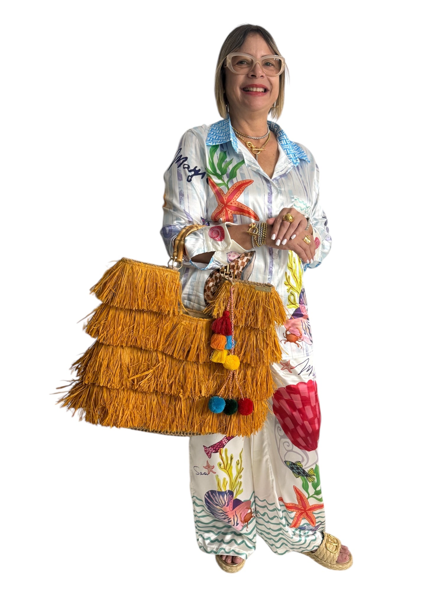 Dory raffia handbag