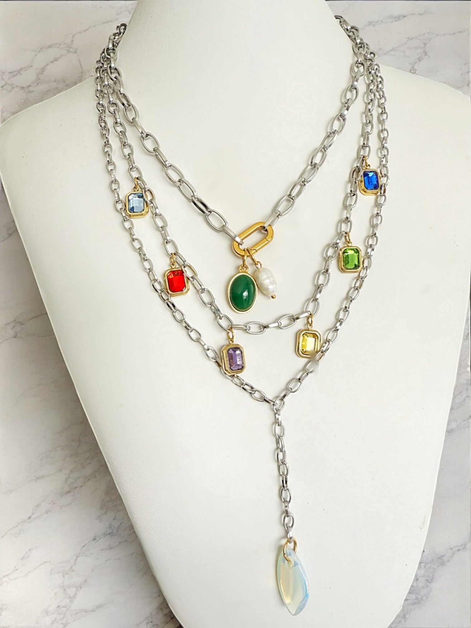 Marbella crystal layers necklace