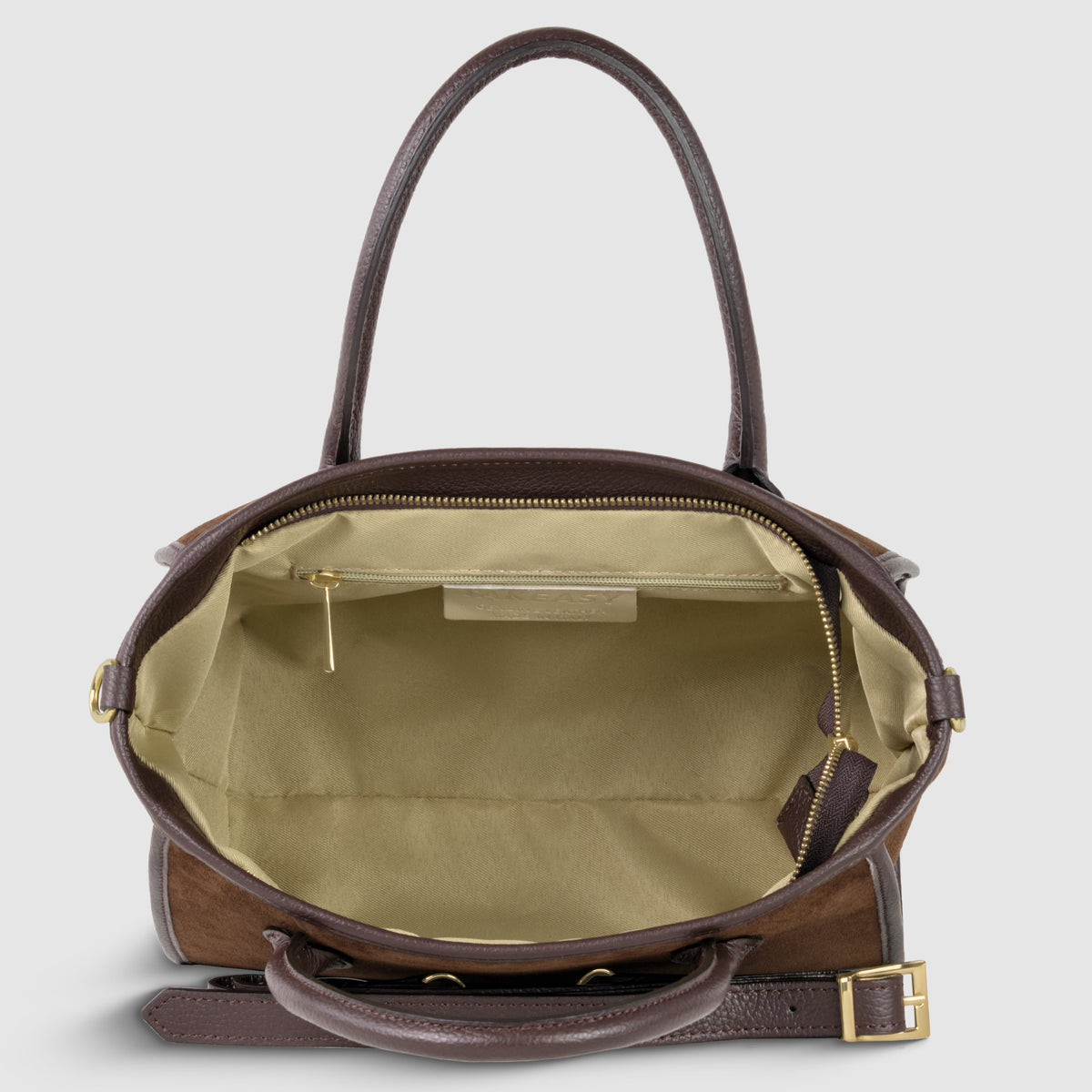 Italian Genuine Suede & Full-Grain Leather Top-Handle Bag | Alba